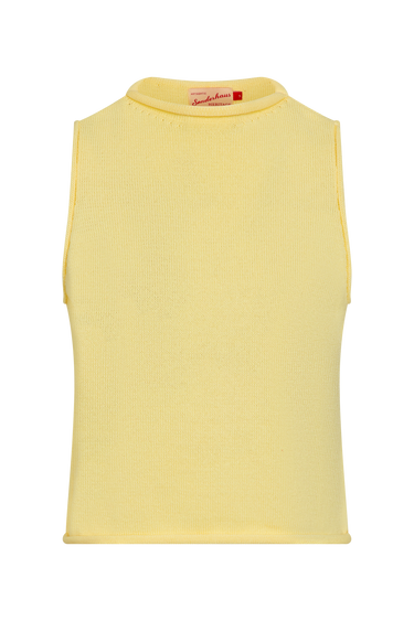 Yellow sleeveless top on a white background