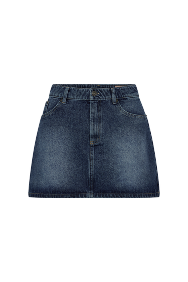 Denim skirt on a white background
