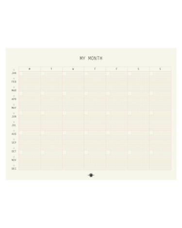 Month-to-month calendar grid on a white background