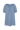 Blue paid dress with a tie neckline and short sleeves on a white background.