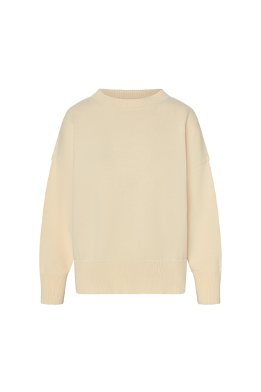 Cream sweater on a white background.