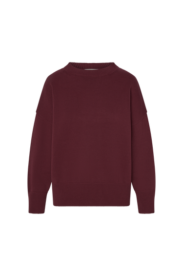 Merlot red sweater on a white background.