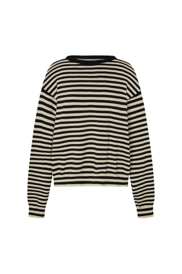 Black and white striped sweater on a white background.