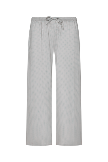 Light gray pants with a drawstring waist on a white background