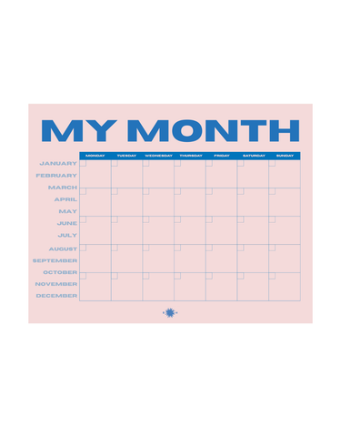 Calendar with 'My Month' text on a pink background