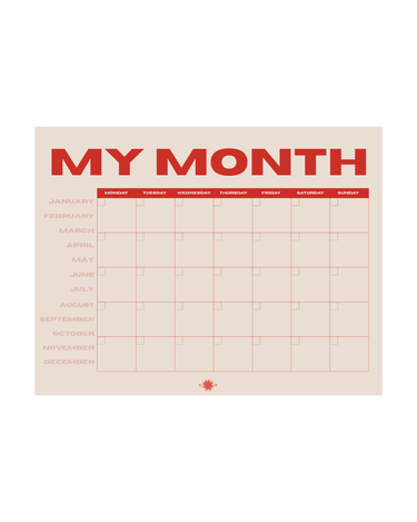 Monthly planner with 'MY MONTH' text on a beige background