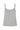 Heather grey tank top with thin straps on a white background.