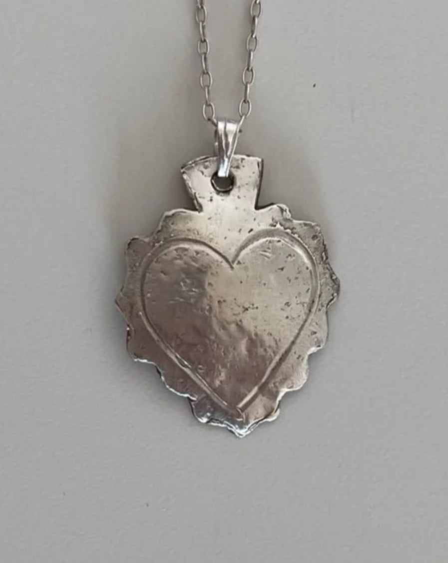 Heart Milagro Necklace - Silver