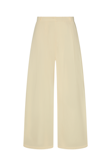 Beige wide-leg pants on a white background