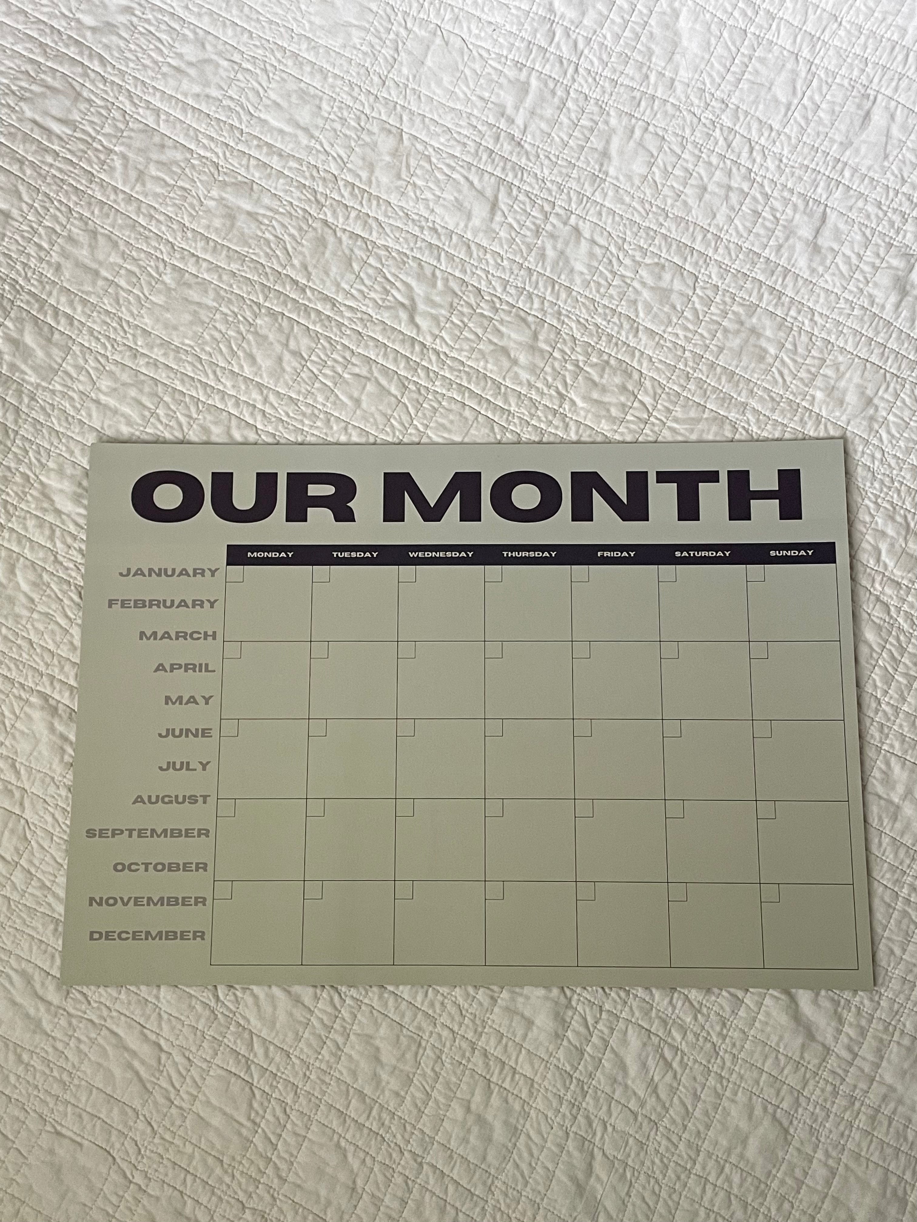 Our Month Planner - Green and Black