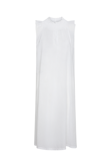 White sleeveless dress on a white background