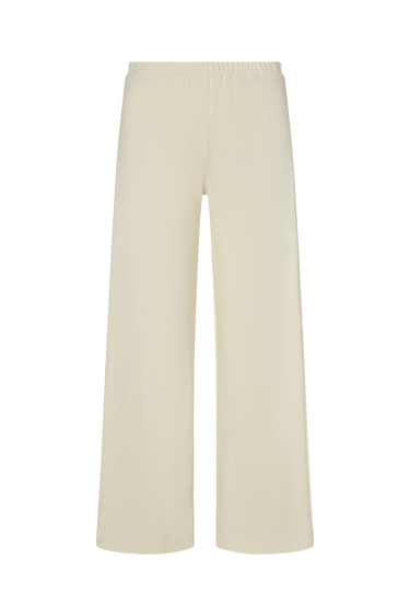 Cream pointelle pants on a white background.