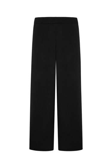 Black knit sweater pants on a white background.