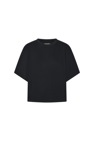 Navy blue t-shirt on a white background
