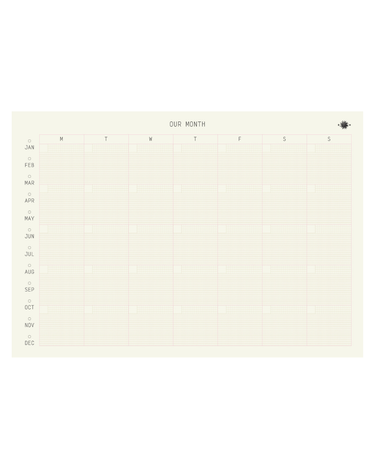 Blank calendar sheet with text 'Our Month' at the top