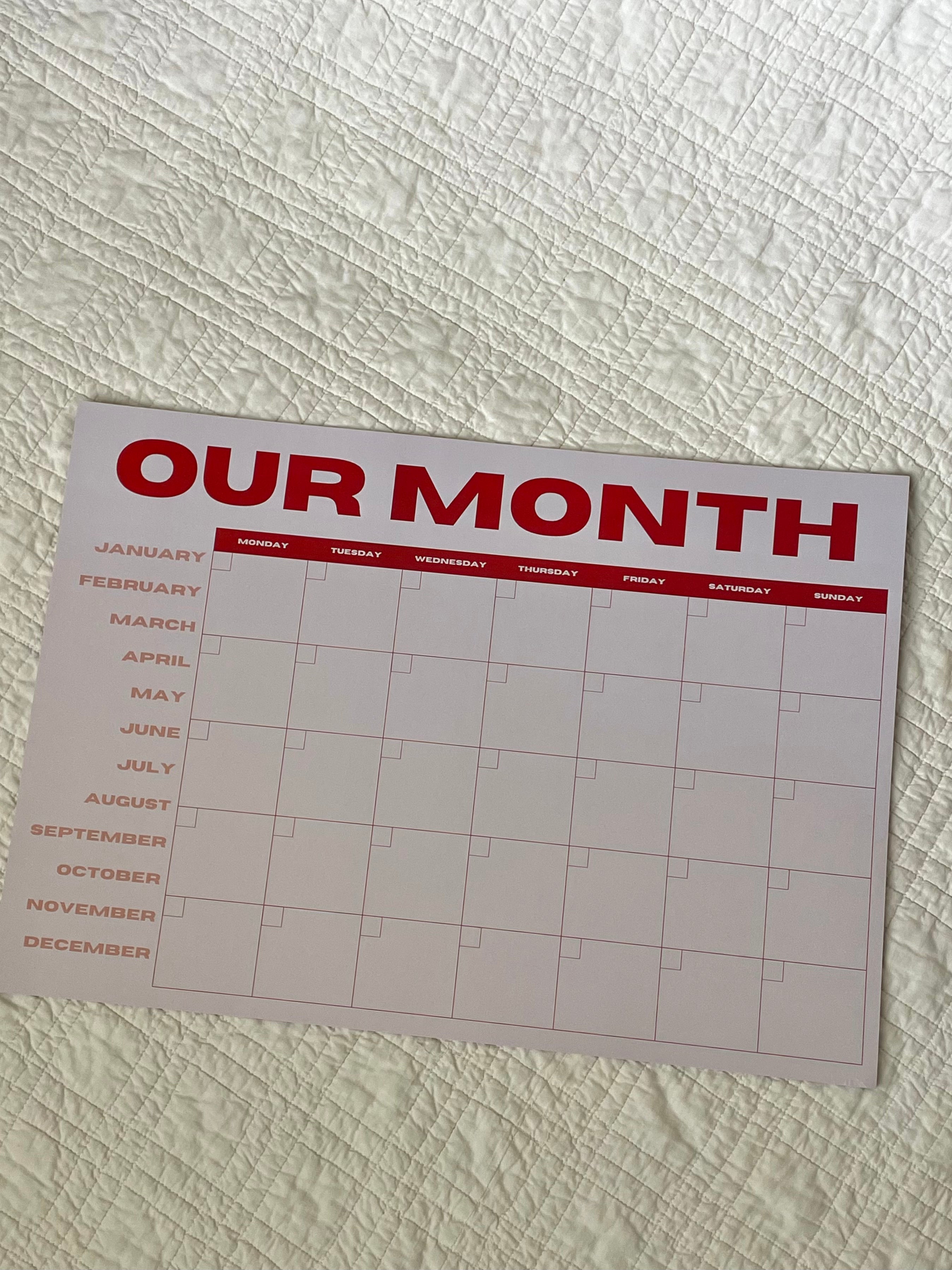Our Month Planner - Pink and Red