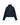A dark indigo denim jacket with a high neck collar, front button closure, and two front patch pockets, shown against a plain white background.