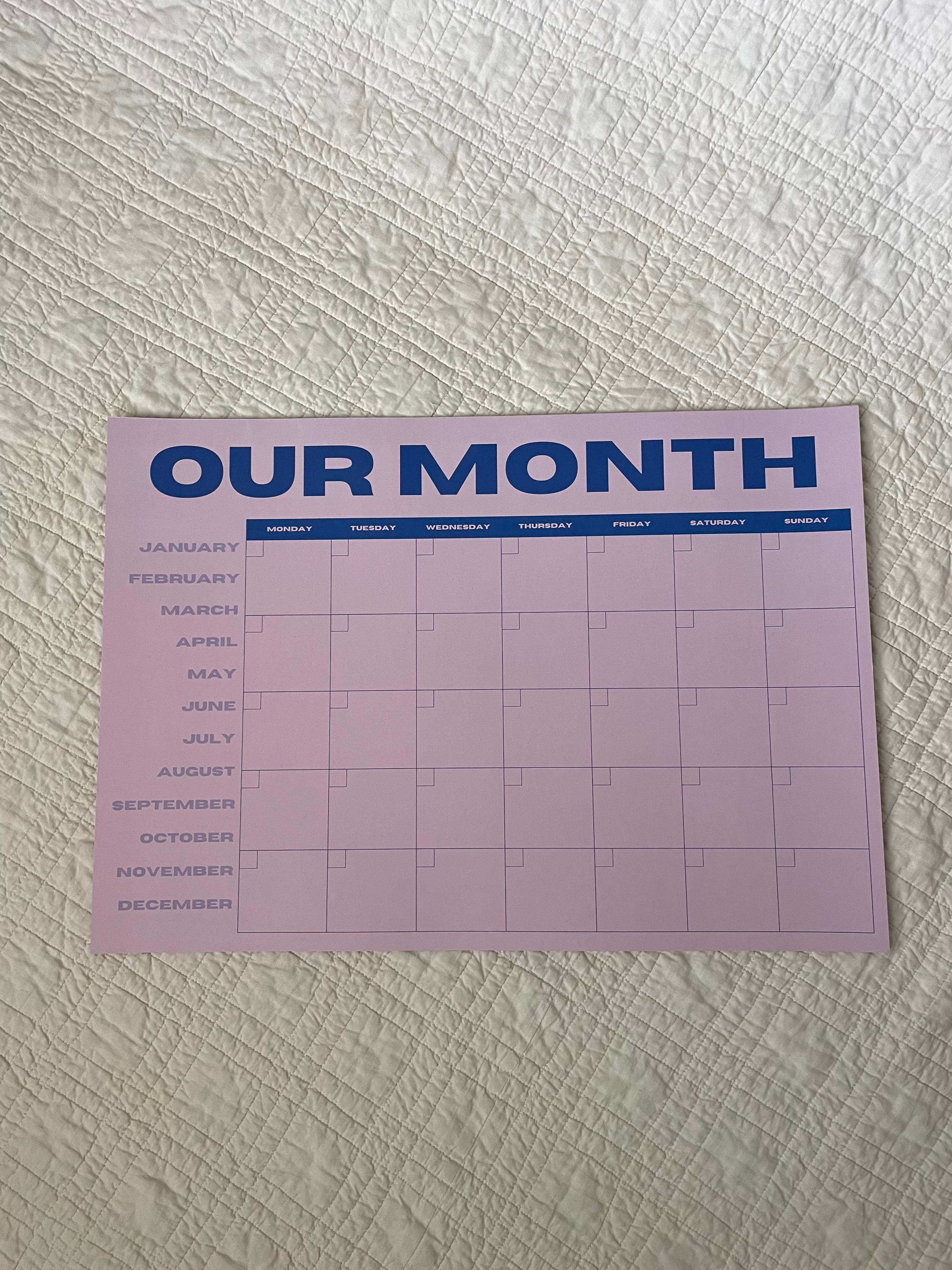 Our Month Planner - Pink and Blue