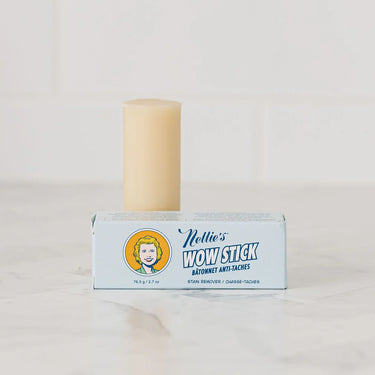 Nellie's Wow Stick stain remover on a light gray background