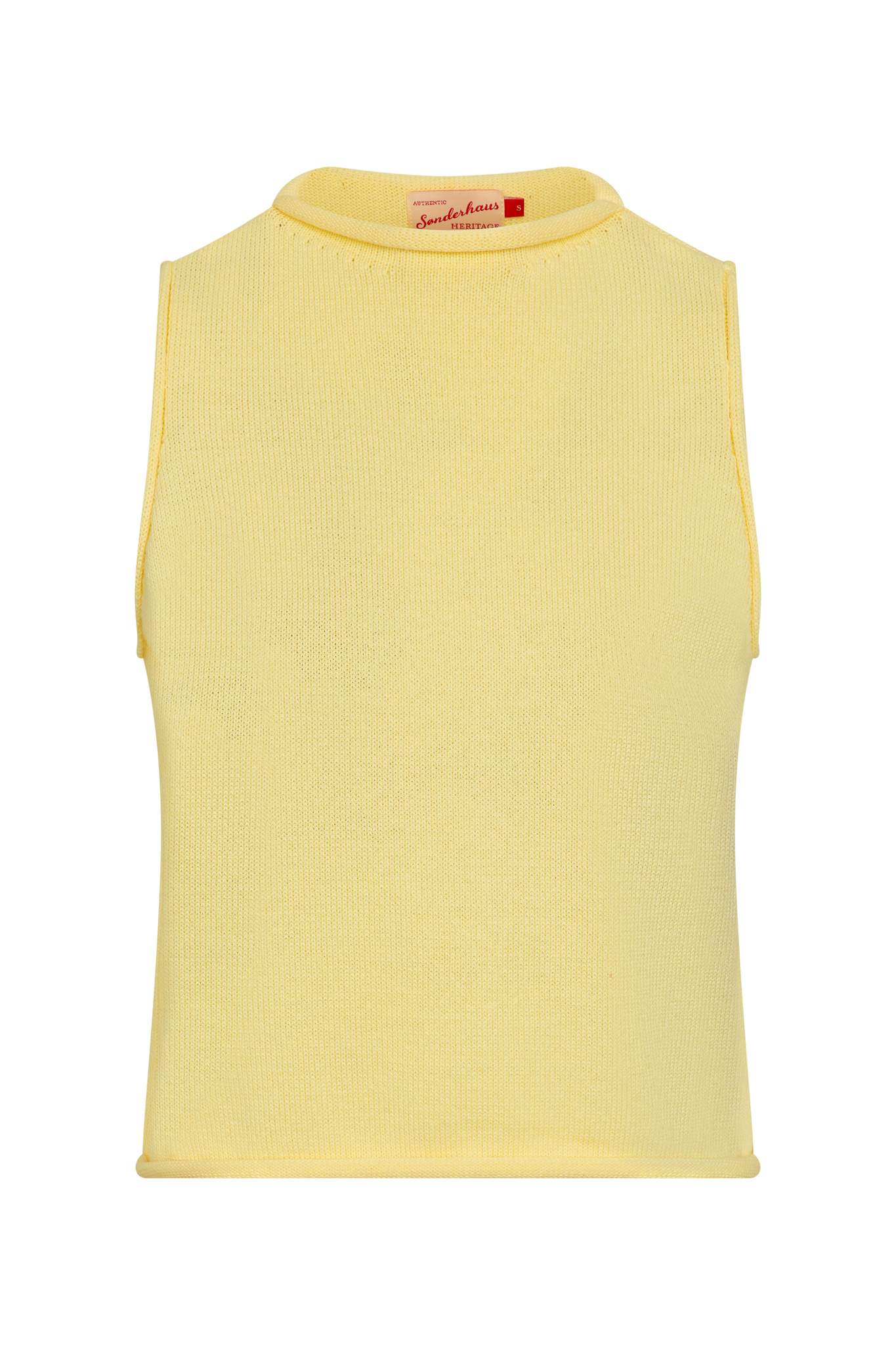 Yellow sleeveless top on a white background