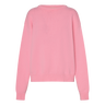 Pink crewneck sweater on a white background.