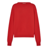 Red crewneck sweater on a white background.