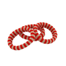 Red and white striped rubber band on a white background