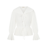 White blouse with front ties on a white background