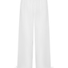 White pants with bow details on a white background.
