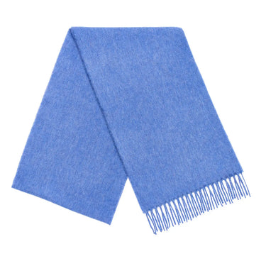 Blue scarf with white fringe on a white background