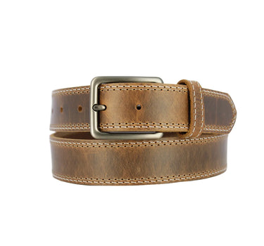 Brown Leather Belt Rectangle Buckle