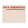 Monthly planner with 'MY MONTH' text on a beige background