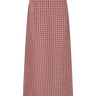 Red and pink gingham skirt on a white background.