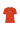 Red t-shirt with white stamp-style graphics on a white background.