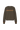 Brown sweater with a red stripe and a yellow stripe on a white background.