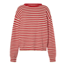 Red and white striped sweater on a white background.