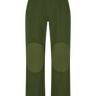 Green pants with lighter green knee pads on a white background.