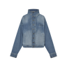 Blue denim jacket on a white background