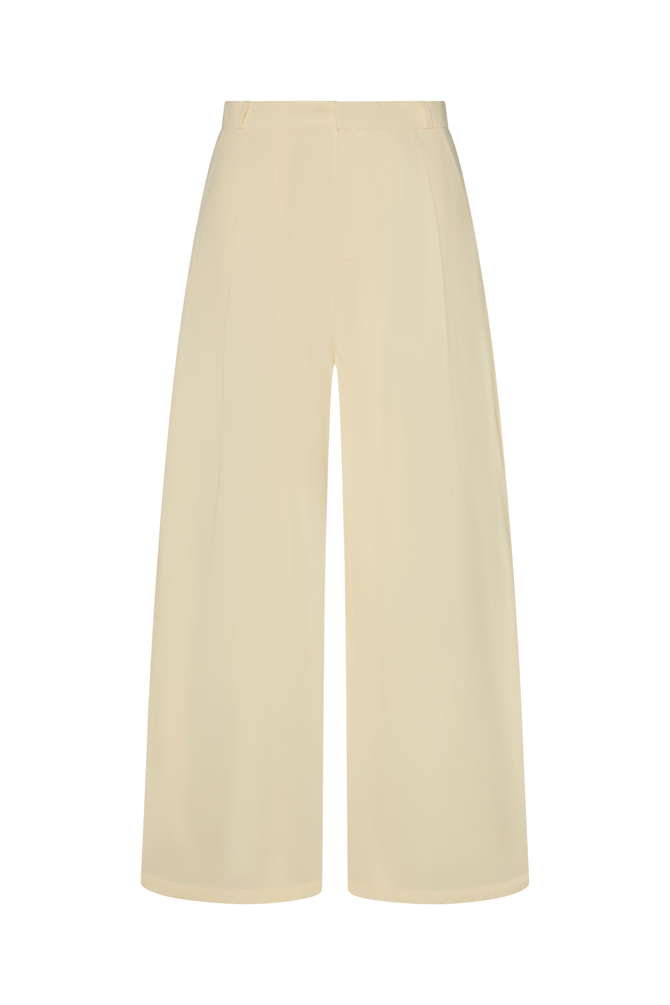 Beige wide-leg pants on a white background