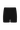 Black knit shorts with ribbed hems on a white background.