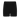 Black knit shorts with ribbed hems on a white background.