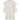 White knee-length dress with long sleeves and a ruffled collar on a white background.