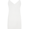 White, spaghetti strap slip dress on a white background