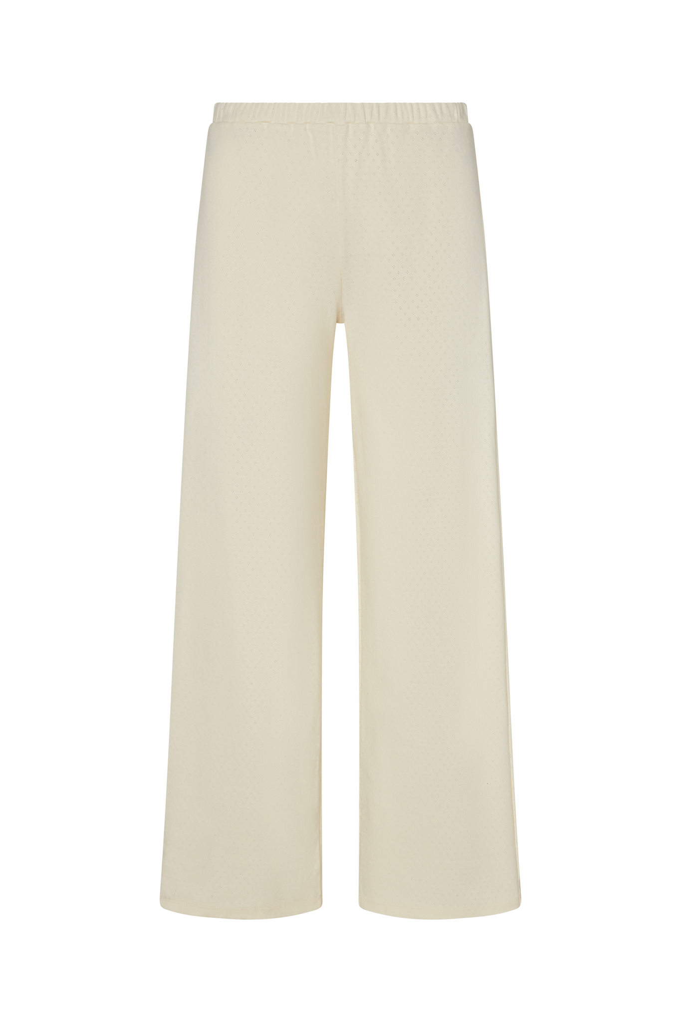 Cream pointelle pants on a white background.