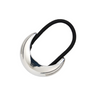 Silver hair tie with black elastic on a white background
