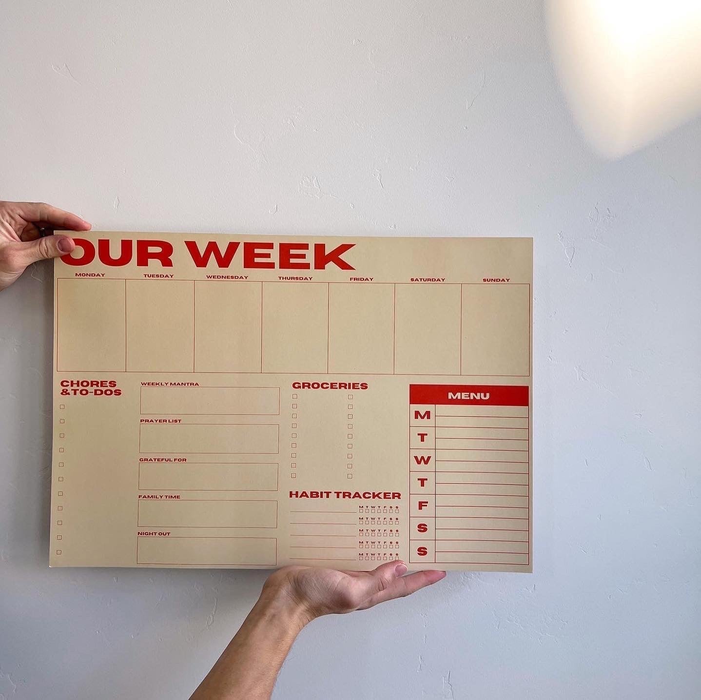 Bloc de notas Our Week Planner - Rosa/Rojo