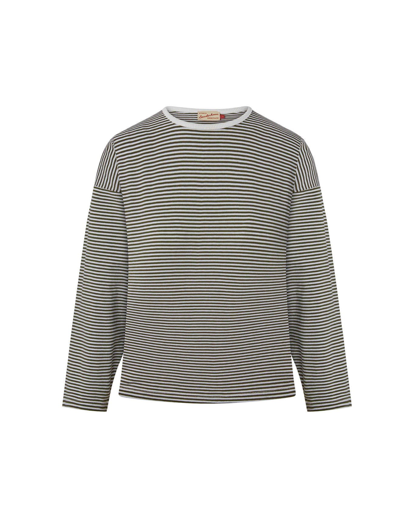 Striped 3/4 sleeve t-shirt on a white background