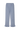 Blue striped pants with ruffled ankle hem on a white background.