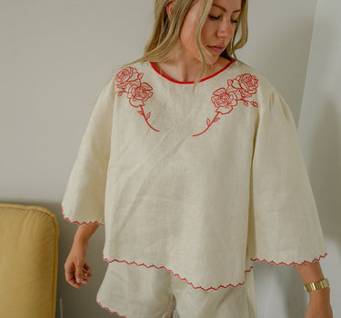 The West Set Bottom - Crème avec Rouge