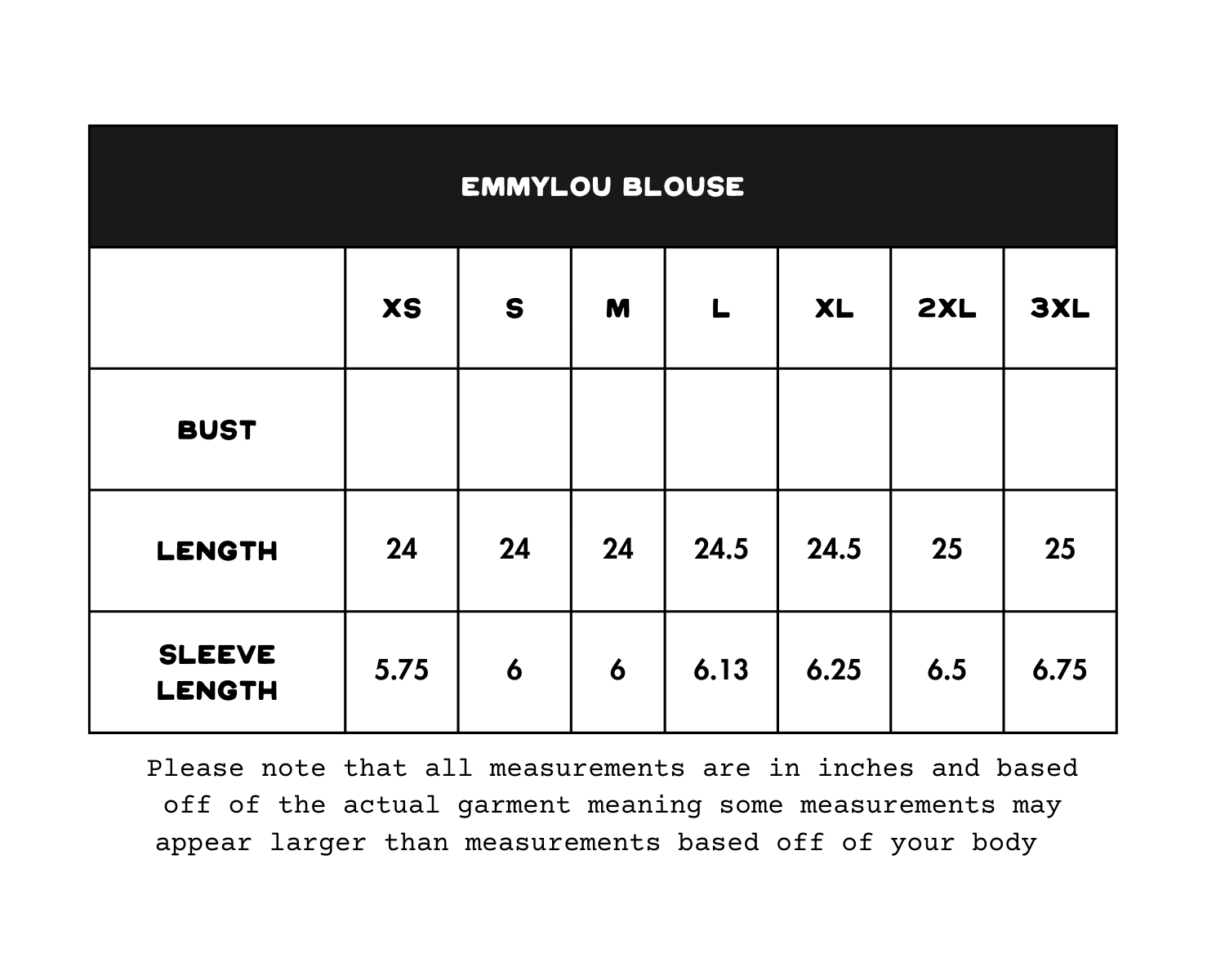 Size Chart